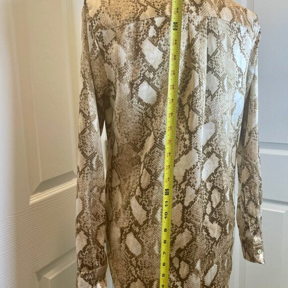LAUREN RALPH LAUREN BLOUSE SZ S SNAKESKIN PRINT CHARMEUSE VERSATIL SOPHISTICATED - Picture 7 of 16